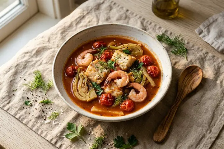Tomato and fennel seafood stew